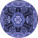 Round Medallion Blue Traditional Rug, tr4746blu