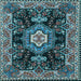 Square Medallion Light Blue Traditional Rug, tr4746lblu