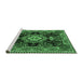 Sideview of Machine Washable Medallion Emerald Green Traditional Area Rugs, wshtr4746emgrn