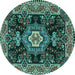 Round Medallion Turquoise Traditional Rug, tr4746turq