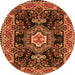 Square Medallion Orange Traditional Rug, tr4746org