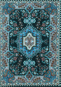 Medallion Light Blue Traditional Rug, tr4746lblu