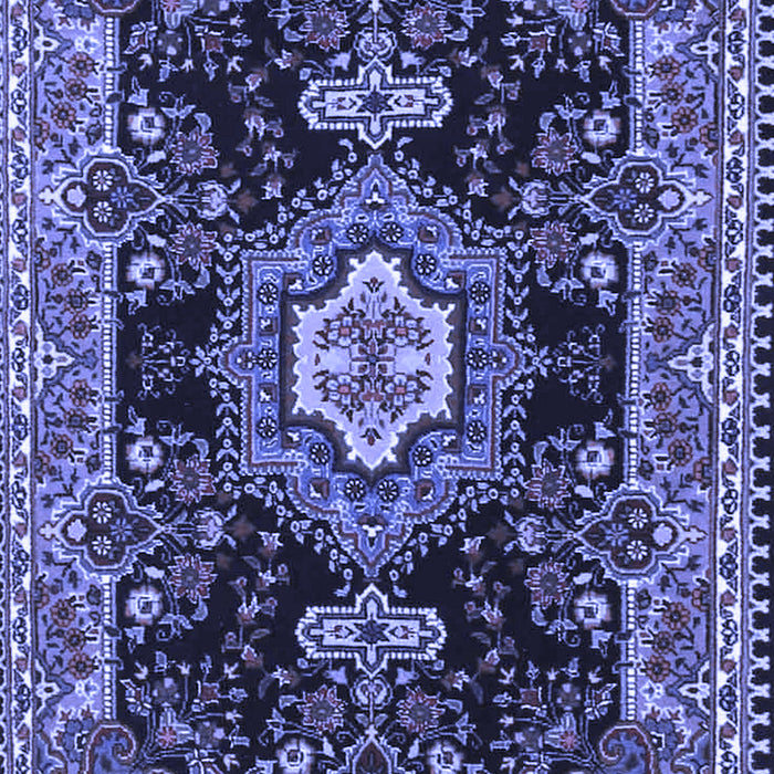 Machine Washable Medallion Blue Traditional Rug, wshtr4746blu