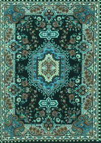 Medallion Turquoise Traditional Rug, tr4746turq