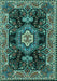 Medallion Turquoise Traditional Rug, tr4746turq