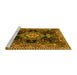 Sideview of Machine Washable Medallion Yellow Traditional Rug, wshtr4746yw