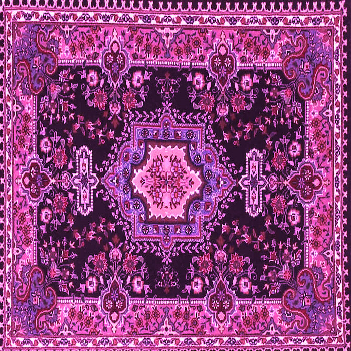 Square Machine Washable Medallion Pink Traditional Rug, wshtr4746pnk