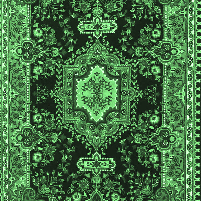 Machine Washable Medallion Emerald Green Traditional Area Rugs, wshtr4746emgrn