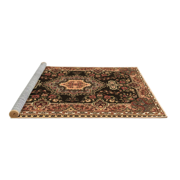 Sideview of Machine Washable Medallion Brown Traditional Rug, wshtr4746brn