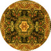 Round Medallion Yellow Traditional Rug, tr4746yw