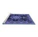 Sideview of Machine Washable Medallion Blue Traditional Rug, wshtr4746blu