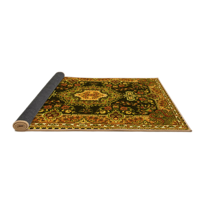 Sideview of Medallion Yellow Traditional Rug, tr4746yw
