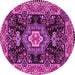 Round Medallion Pink Traditional Rug, tr4746pnk