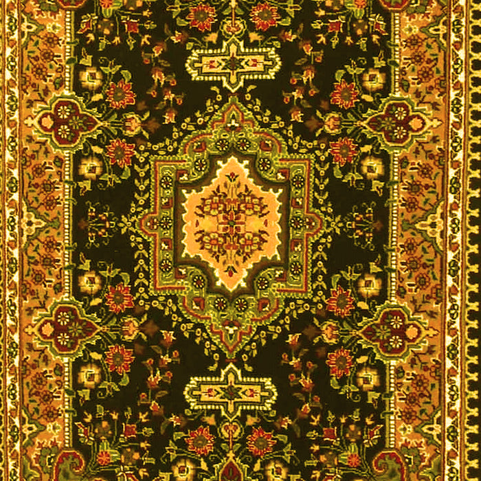 Machine Washable Medallion Yellow Traditional Rug, wshtr4746yw