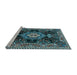 Sideview of Machine Washable Medallion Light Blue Traditional Rug, wshtr4746lblu