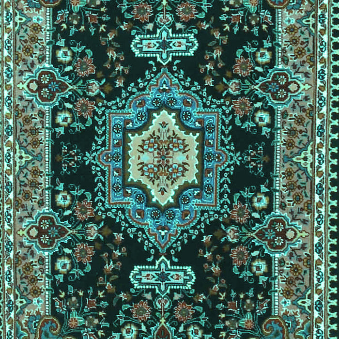 Machine Washable Medallion Turquoise Traditional Area Rugs, wshtr4746turq
