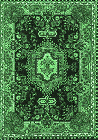 Medallion Emerald Green Traditional Rug, tr4746emgrn