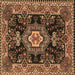 Square Medallion Brown Traditional Rug, tr4746brn