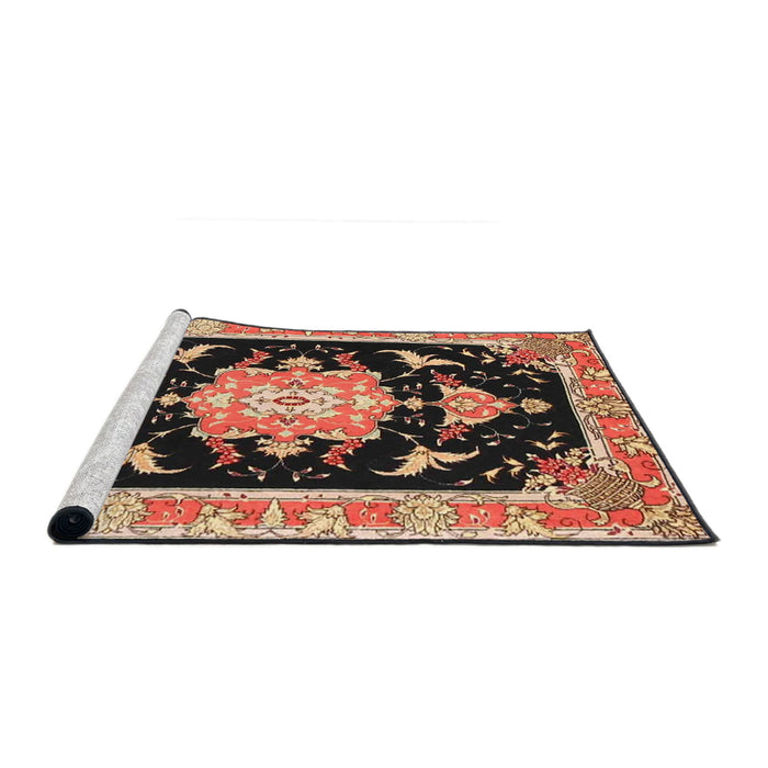 Sideview of Machine Washable Traditional Sandy Brown Rug, wshtr4747