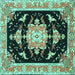 Square Medallion Turquoise Traditional Rug, tr4747turq