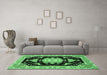 Machine Washable Medallion Emerald Green Traditional Area Rugs in a Living Room,, wshtr4747emgrn