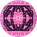 Round Medallion Pink Traditional Rug, tr4747pnk