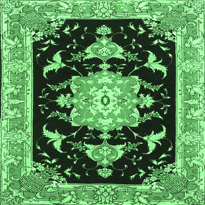Square Medallion Emerald Green Traditional Rug, tr4747emgrn