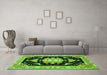 Machine Washable Medallion Green Traditional Area Rugs in a Living Room,, wshtr4747grn