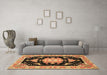 Machine Washable Medallion Brown Traditional Rug in a Living Room,, wshtr4747brn