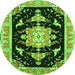 Square Medallion Green Traditional Rug, tr4747grn