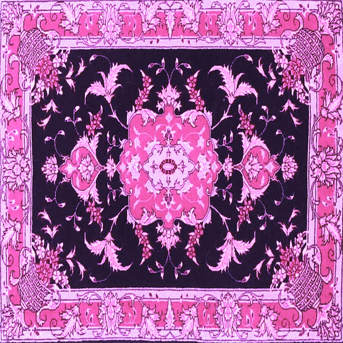Square Machine Washable Medallion Purple Traditional Area Rugs, wshtr4747pur