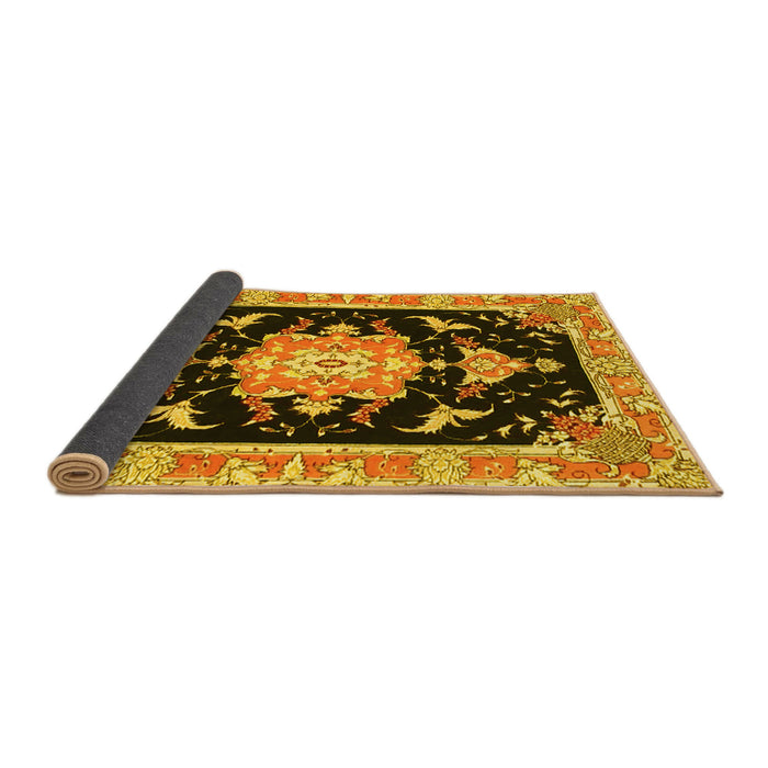 Sideview of Medallion Yellow Traditional Rug, tr4747yw