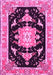 Machine Washable Medallion Pink Traditional Rug, wshtr4747pnk