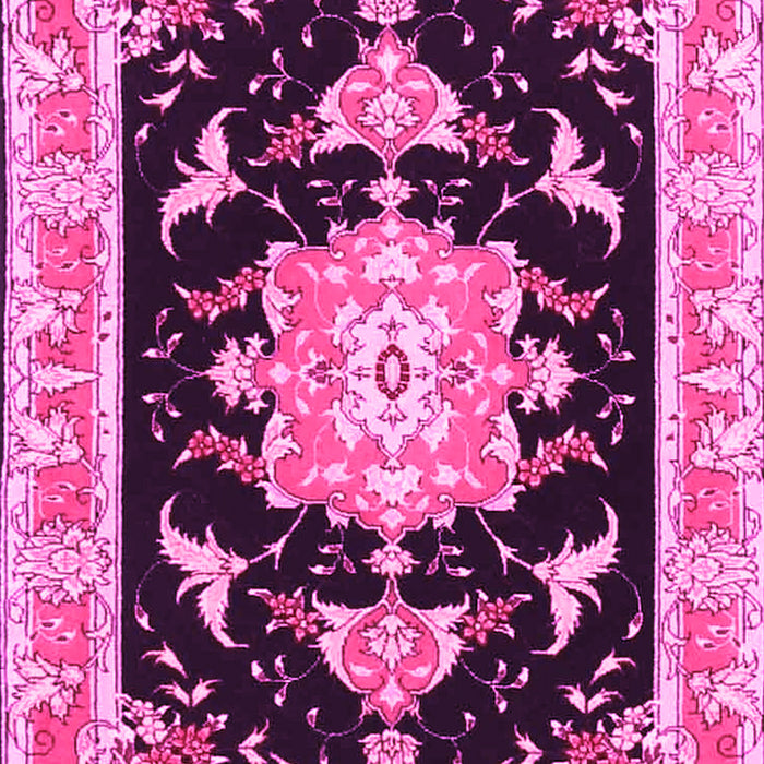 Machine Washable Medallion Pink Traditional Rug, wshtr4747pnk