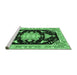 Sideview of Machine Washable Medallion Emerald Green Traditional Area Rugs, wshtr4747emgrn