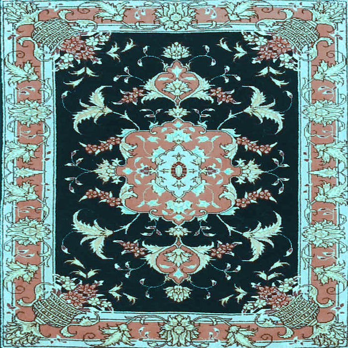 Square Medallion Light Blue Traditional Rug, tr4747lblu