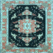 Square Medallion Light Blue Traditional Rug, tr4747lblu