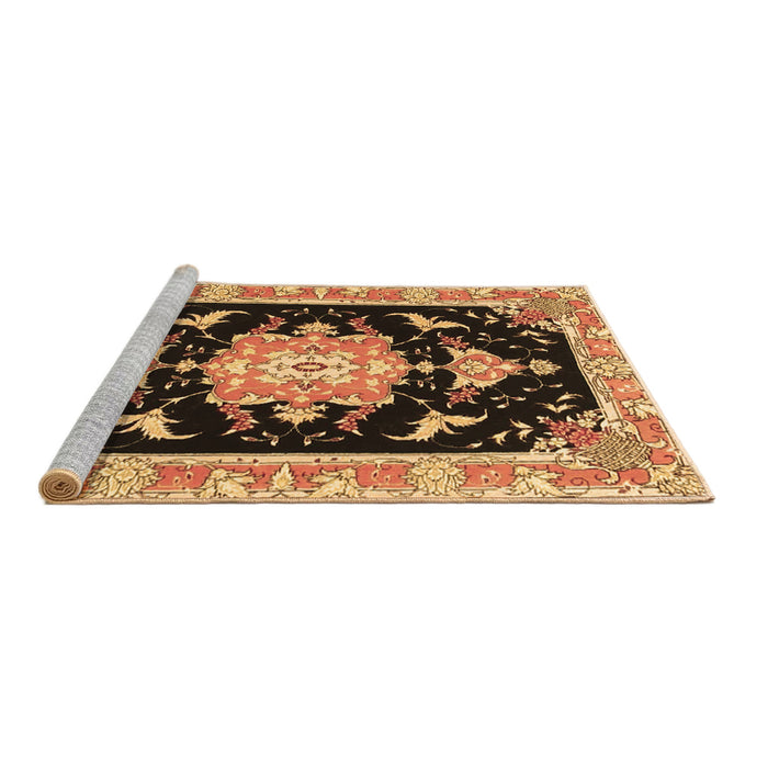 Sideview of Machine Washable Medallion Brown Traditional Rug, wshtr4747brn