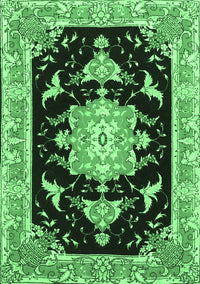 Medallion Emerald Green Traditional Rug, tr4747emgrn