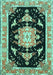 Machine Washable Medallion Turquoise Traditional Area Rugs, wshtr4747turq