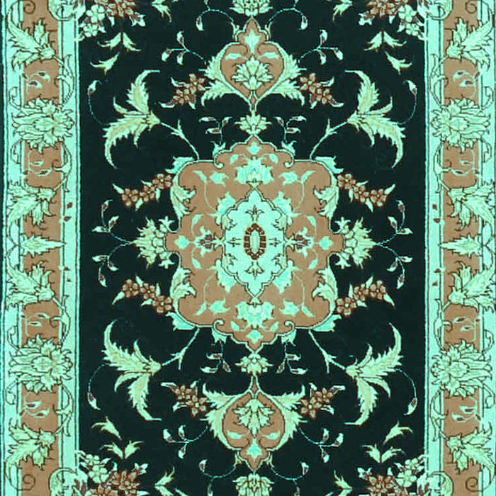 Machine Washable Medallion Turquoise Traditional Area Rugs, wshtr4747turq
