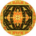 Round Medallion Yellow Traditional Rug, tr4747yw