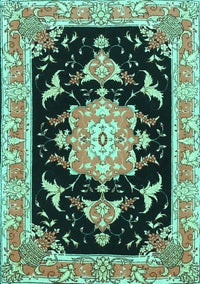 Medallion Turquoise Traditional Rug, tr4747turq