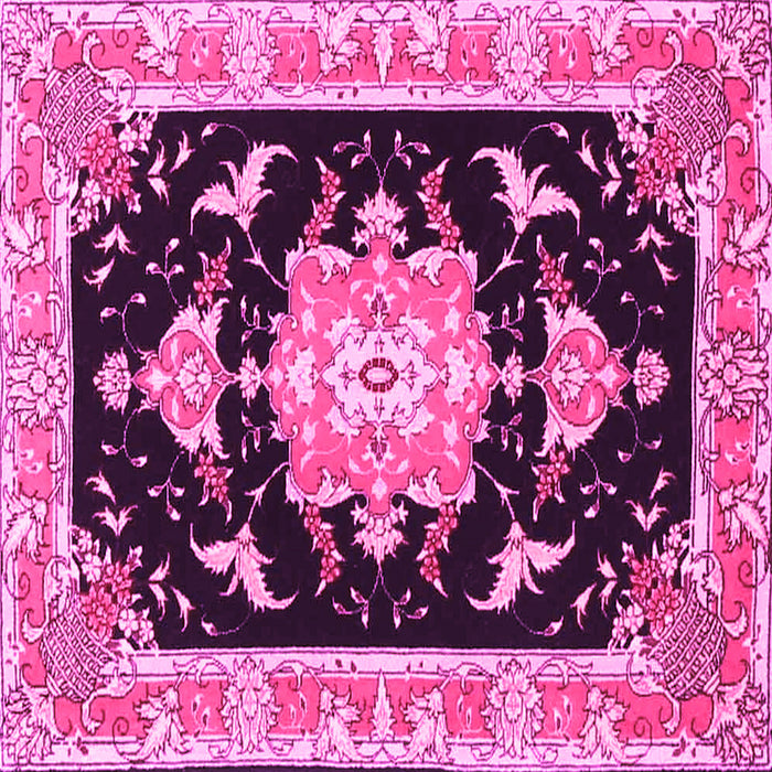 Square Machine Washable Medallion Pink Traditional Rug, wshtr4747pnk