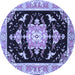 Round Medallion Blue Traditional Rug, tr4747blu