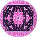 Round Medallion Purple Traditional Rug, tr4747pur