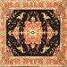 Square Machine Washable Medallion Brown Traditional Rug, wshtr4747brn