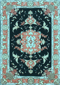 Medallion Light Blue Traditional Rug, tr4747lblu