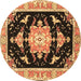 Round Machine Washable Medallion Brown Traditional Rug, wshtr4747brn