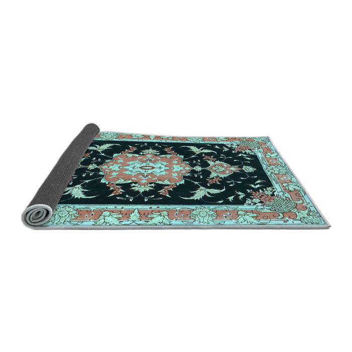 Sideview of Medallion Light Blue Traditional Rug, tr4747lblu
